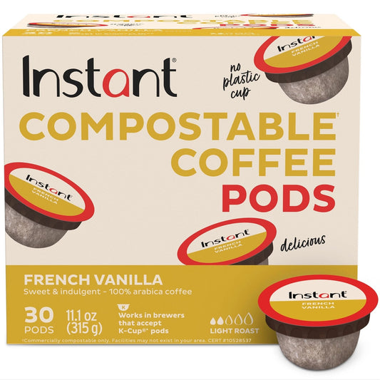 InstantPot®CompostableCoffeePods,FrenchVanilla,LightRoast,30pods